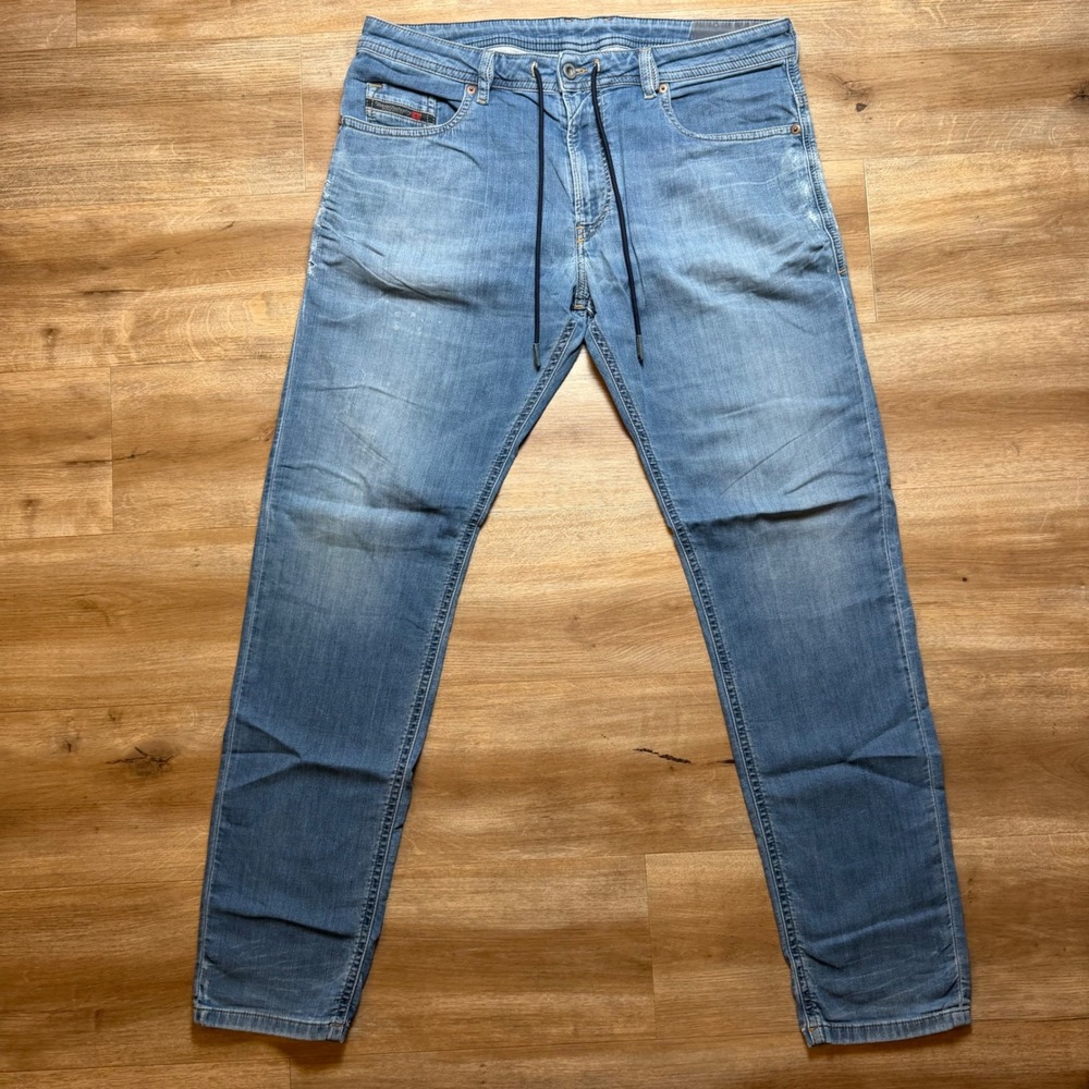 Diesel Thommer CB-NE JoggJeans Mens 36x32 Light Blue Slim Fit Drawstring Denim